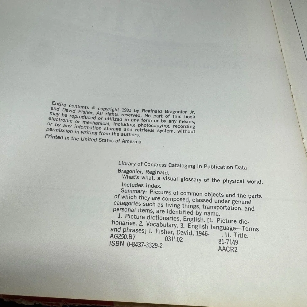 Whats What Visual Glossary Physical World David Fisher 1981 Hardcover Reference